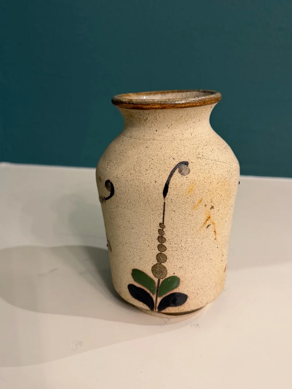 Vintage Tonala Mexican Pottery Vase Floral 6”